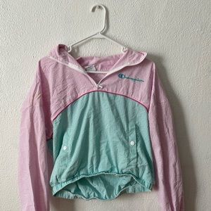 Champion hoodie with a funky 90s print